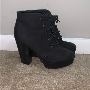 Black Chunky Heel Ankle Boots